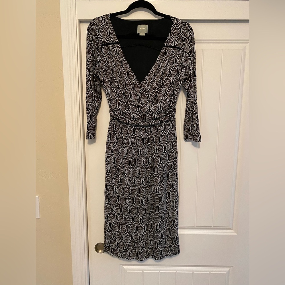 Maeve Anthropologie  Black and White Midi Dress